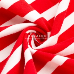 Christmas red and white cotton spandex yarn dyed stripe jersey