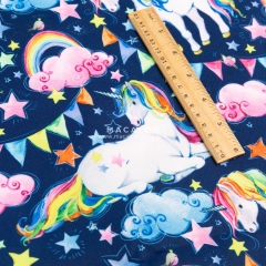 Wholesale vibrant color unicorns printing poly canvas fabric