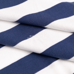 Navy fashion stripes stretch jersey knit cotton fabric