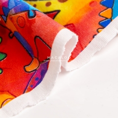 Digital printed cotton spandex fabric with colorful dinos
