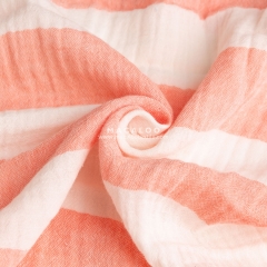 Color stripes 100% cotton crinkle double gauze fabric for kids