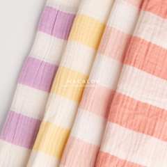 Color stripes 100% cotton crinkle double gauze fabric for kids