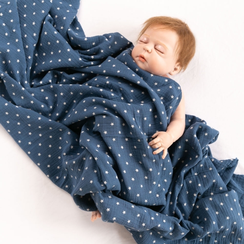 White stars custom print muslin blanket for kids gift