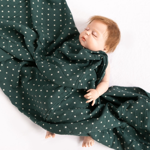 100% cotton woven custom print organic muslin baby swaddle blanket
