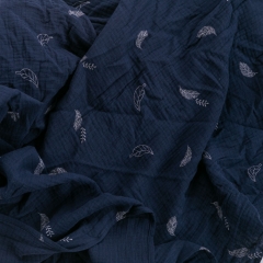 woven technics leaves custom cotton gauze print muslin blanket for baby