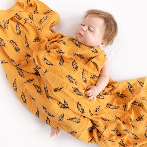 In stock organic cotton custom print muslin blanket for baby swaddle