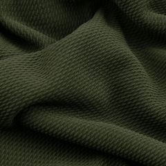 Olive green stretch solid bullet textured knitted fabric for garment