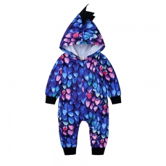 Customizable scale hooded baby clothing knitted romper