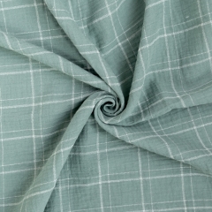 Sage green plaid print 100% cotton double gazue muslin baby blanket
