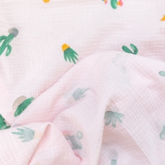 Baby pink cactus printed100% cotton swaddling wrap blanket