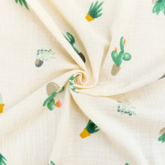 Water color cactus printed100% cotton swaddling wrap blanket