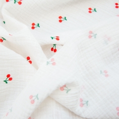 So soft and adorable cherry print 100% cotton muslin double layers gauze swaddle wrap blanket for baby