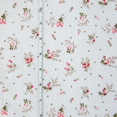 White floral printed 100% cotton muslin gazue swaddling wrap blanket