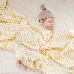 Pretty baby shower gift super soft 100% cotton muslin gazue swaddling wrap blanket