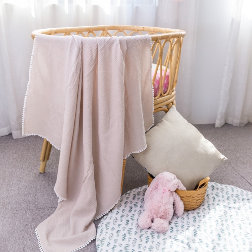 Soft double gauze swaddle with tassels for bibies