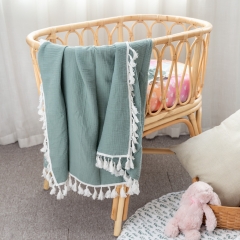 Square shape 100% organic cotton swaddle blanket for baby