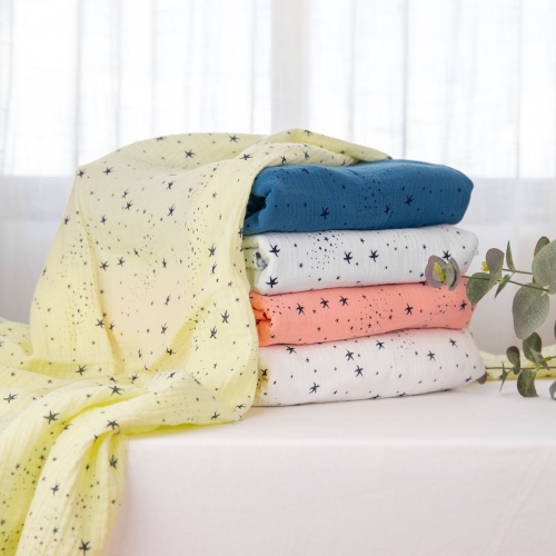 wholesale purified custom print cotton woven muslin double gauze fabric for baby