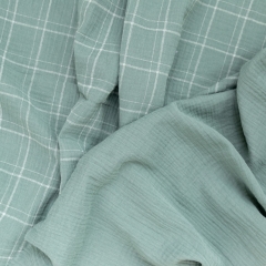European style fashion check print pretty soft cotton double gauze muslin swaddle fabric