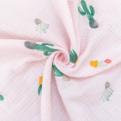 Cactus pattern print pretty soft cotton double gauze muslin cotton gauze fabric for baby