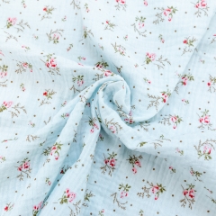 Wholesale lovely flower pattern custom cotton double gauze print fabric for baby
