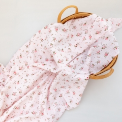 Comfortable prink rose pattern print pretty soft cotton double gauze muslin blanket fabric