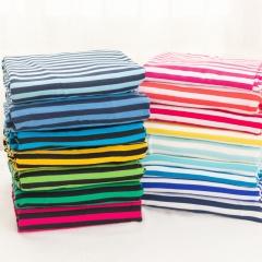 Custom color cotton yarn dyed stripe single jersey knit fabric
