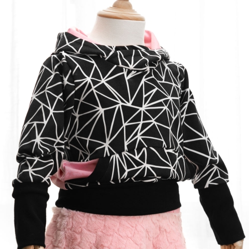 Great quality printed pattern custom stretch cotton fleece hooded baby sweatshirt