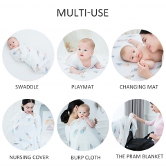 Beautiful color boho style pattern cooling baby bamboo cotton muslin swaddle blanket for summer
